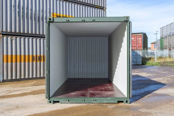 20ft-green-open-doors 20Ft Shipping Container (One Trip) – Dark Green
